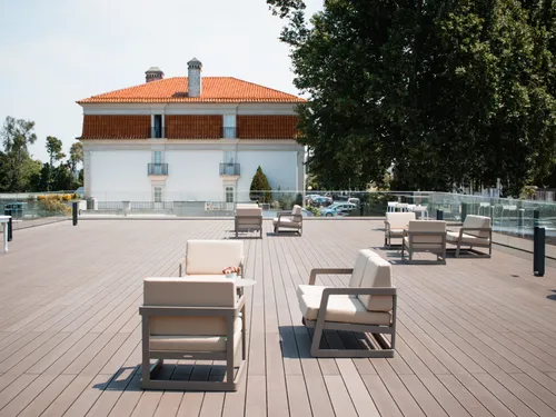 Terrace with CDECK® composite decking in Chocolate at Conímbriga Hotel do Paço