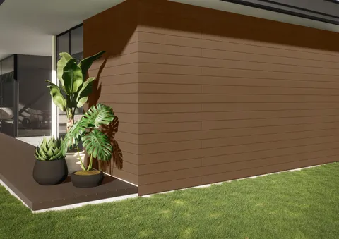 Bardage de façade composite CWALL®, coloris Bois Rouge