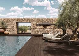 CDECK WUUDE composite decking in Dark Walnut in a pool area