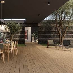 CDECK WUUDE composite decking in Natural Beech in an outdoor area 
