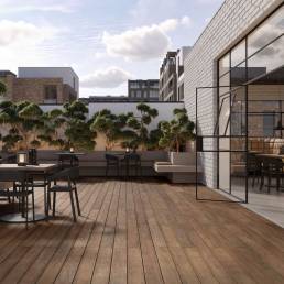 CDECK WUUDE composite decking in Soft Oak on a terrace 