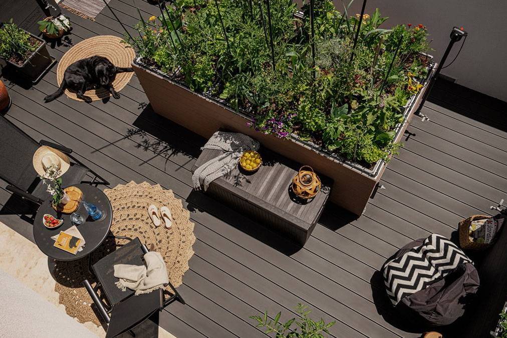 CDECK Original composite decking in black colour on a terrace