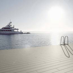 Deck compósito CDECK Original na cor cinza em pavimento exterior