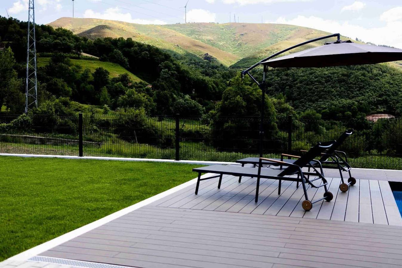CDECK composite decking in dark black for garden and pool