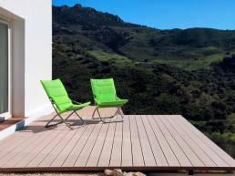 CDECK composite decking in Rose Beige installed on a terrace