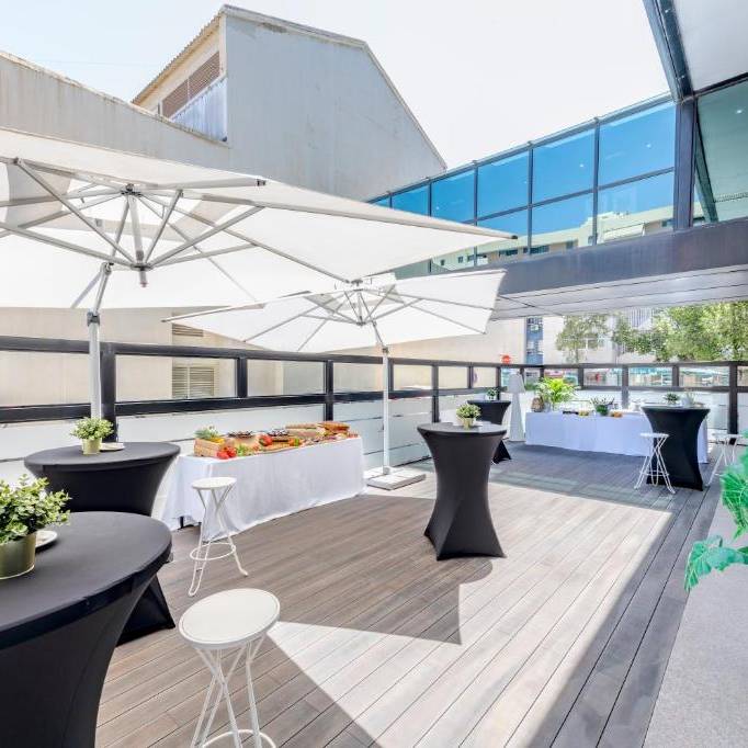 CDECK Composite Decking in the dining area of Eurostars Málaga, Spain