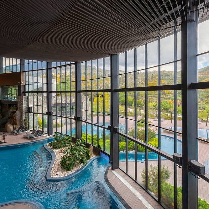 CDECK Composite Decking in the indoor and outdoor pool of H2otel Congress & Medical Spa, Portugal