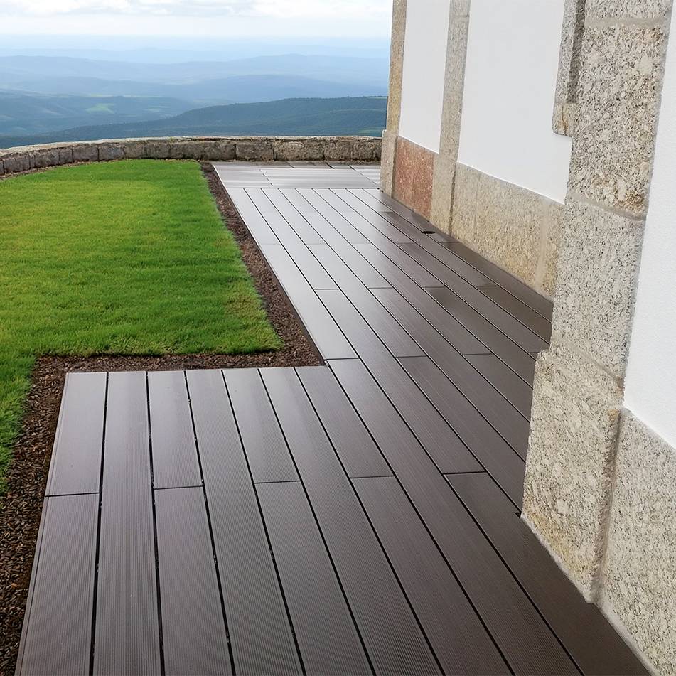 CDECK composite decking in Chocolate in a garden 
