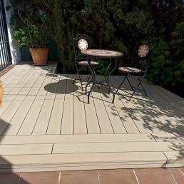 Composite deck CDECK Original in beech beige color in a leisure area<br> <br>