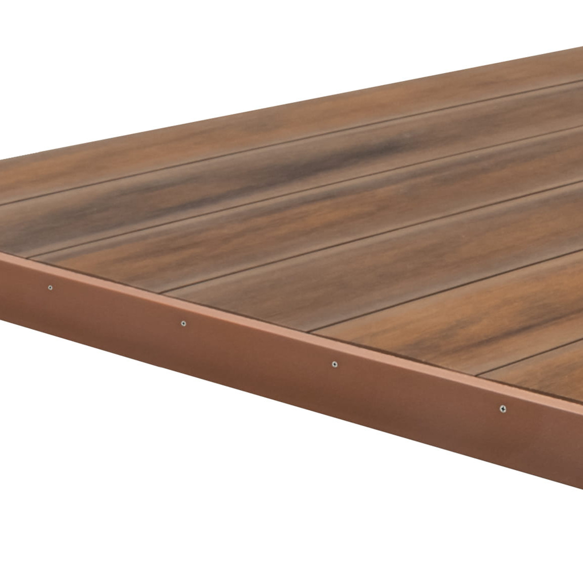 Deck Compósito CDECK WUUDE na cor American Walnut com fecho perpendicular 46mm