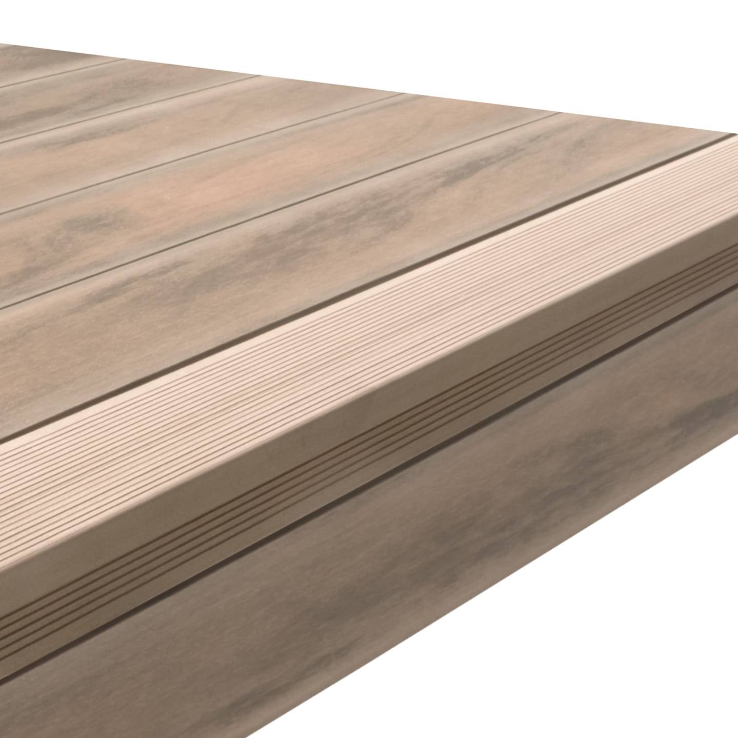 Deck Compósito CDECK WUUDE na cor Soft Oak com degrau
