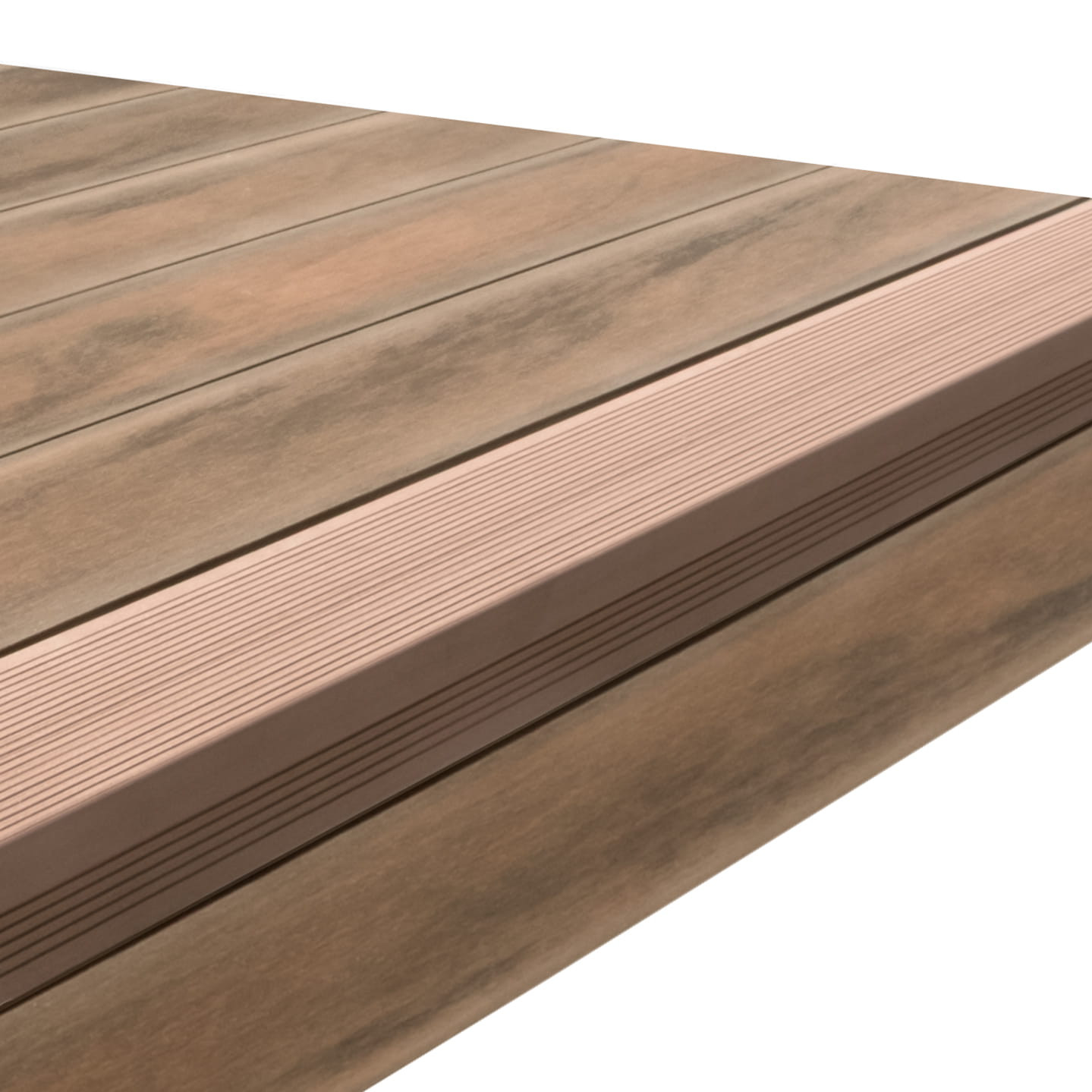Deck Compósito CDECK WUUDE na cor Soft Oak com degrau